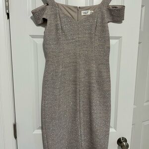 Eliza J Glitter Dress in Silver